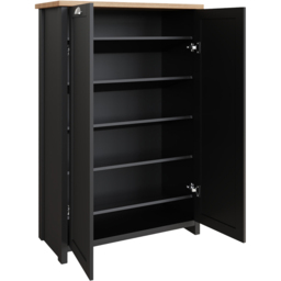 GFW Lancaster Black and Oak 2 Door Tall Shoe Cabinet - thumbnail 3