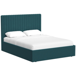 FWStyle Sollom Teal Double Upholstered Lift-Up Ottoman Bed Frame with Ribbed Headboard - thumbnail 4