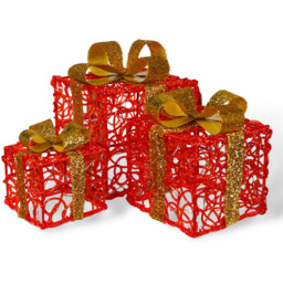Xmas Haus 3 Piece Red LED Outdoor Presents Christmas Decoration - thumbnail 2