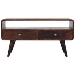 Artisan Furniture California Walnut 2 Drawer Single Shelf Solid Wood Curved Media Unit - thumbnail 3