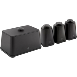 Swan Stealth EEJB279 Black Bread Bin with 3 Piece Canister Set - thumbnail 1