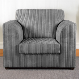 Luxor Grey Jumbo Cord Armchair - thumbnail 1