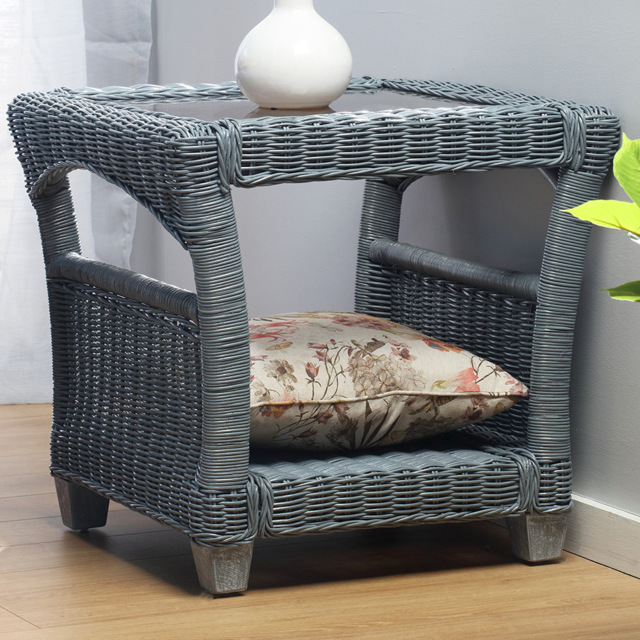 Desser Dijon Cane Grey Side Table - image 1