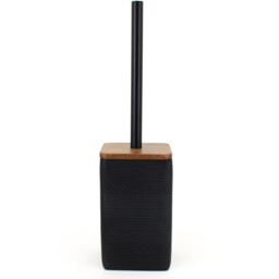 Bathstore Wood Geo Toilet Brush Holder Black