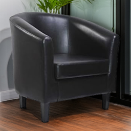 Faux Leather Black Tub Arm Chair