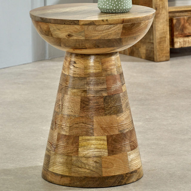 Brooklyn Mushroom Style Solid Wood Round Side Table - image 1