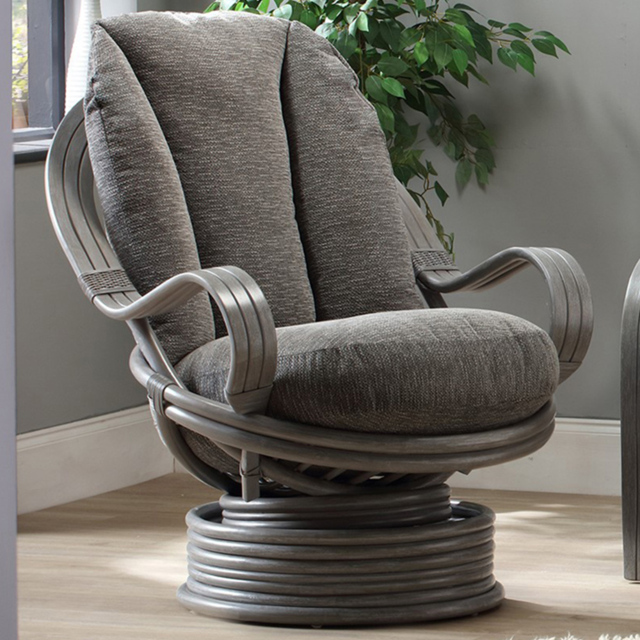 Desser Bali Grey Natural Rattan Laminated Swivel Rocker Chair - image 1