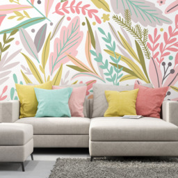 Origin Murals Patterned Leaves Green Wall Mural