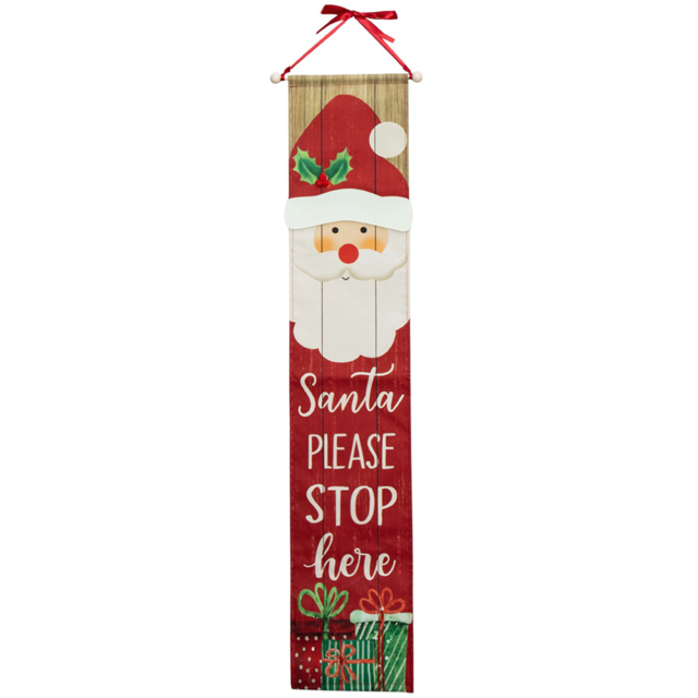 Samuel Alexander Santa Stop Here Fabric Banner LED Hanging Christmas Decoration 1.2m - image 1