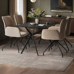 SOLACE+CO Emil Kora 4 Seater Mocha Glass Dining Set - thumbnail 1