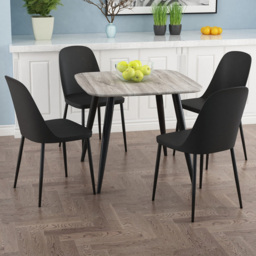 Core Products Aspen Grey Oak and Black 4 Seater Square Dining Set - thumbnail 1
