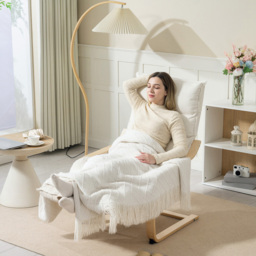Portland Cream White Birch Wood Lounge Chair - thumbnail 3