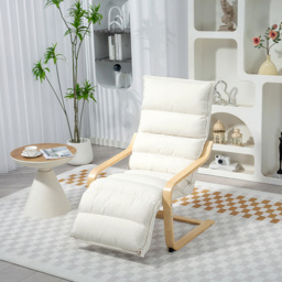 Portland Cream White Birch Wood Lounge Chair - thumbnail 4