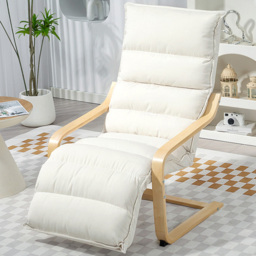 Portland Cream White Birch Wood Lounge Chair - thumbnail 1