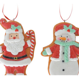 Single Candy Cane Lane Iced Santa or Snowman Hanging Christmas Decoration in Assorted styles - thumbnail 2