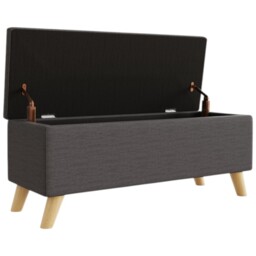 GFW Secreto Charcoal Grey Hopsack Fabric Ottoman Storage Bench - thumbnail 4