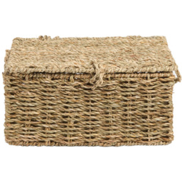 Set of 3 Seagrass Woven Storage Trunks Natural - thumbnail 3