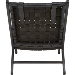 Premier Housewares Kendari Black Leather Woven Chair - thumbnail 3