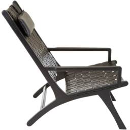 Premier Housewares Kendari Black Leather Woven Chair - thumbnail 4
