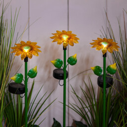 3 Piece Sunflower Stake Light Set - thumbnail 1