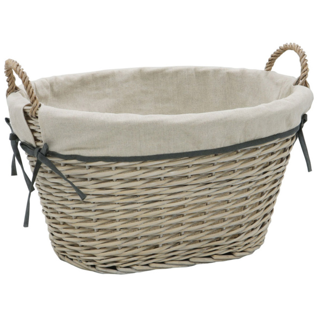 JVL 77L Arianna Grey Oval Tapered Willow Storage Basket - image 1