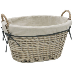 JVL 77L Arianna Grey Oval Tapered Willow Storage Basket