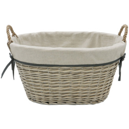 JVL 77L Arianna Grey Oval Tapered Willow Storage Basket - thumbnail 3