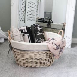 JVL 77L Arianna Grey Oval Tapered Willow Storage Basket - thumbnail 2