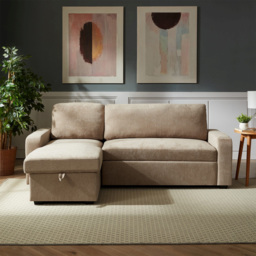 Artemis Home Coeburn 3 Seater Light Brown Textured Fabric Reversible Corner Sofa Bed with Storage - thumbnail 3