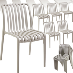 tectake Alcudia Taupe Plastic Stackable Garden Chair Set of 6 - thumbnail 2