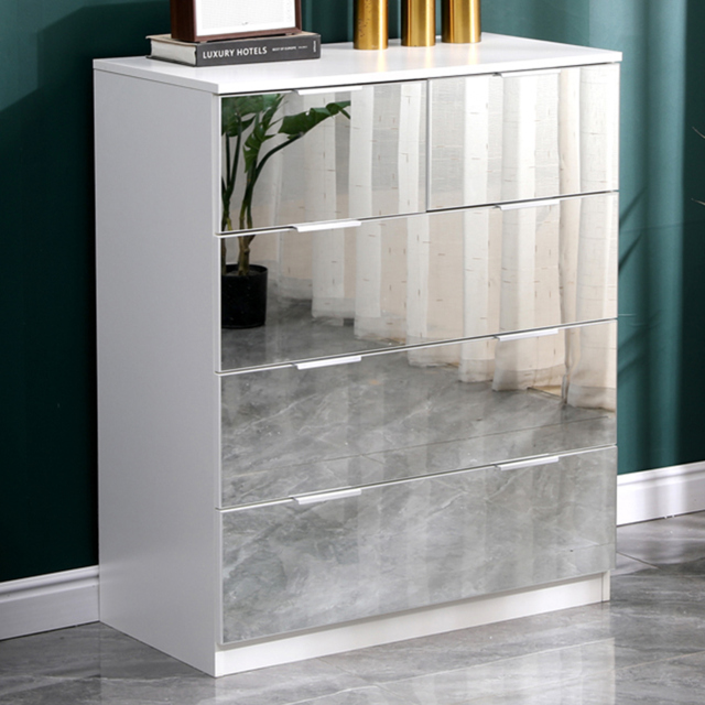 Portland Mirror Wooden 5 Drawer Chest of Drawers - image 1