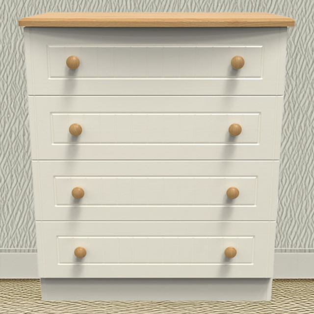 Crowndale Warwick Cream Ash and Oak 4 Drawer Chest of Drawers - image 1