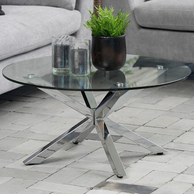 Florence Heaven Glass Top and Chrome Legs Round Coffee Table - image 1