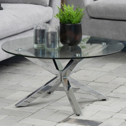 Florence Heaven Glass Top and Chrome Legs Round Coffee Table - thumbnail 1
