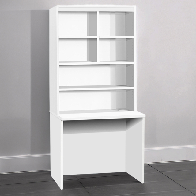 R White Cabinets White 6 Shelf Home Office Desk - image 1