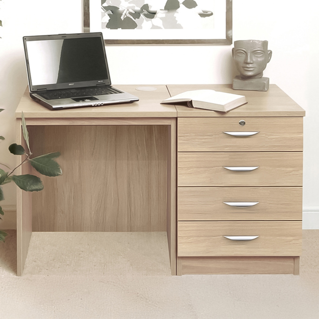 R White Cabinets SET-05-IN-ST 4 Drawer Desk Brown - image 1