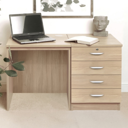 R White Cabinets SET-05-IN-ST 4 Drawer Desk Brown - thumbnail 1