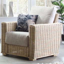 Desser Burford Blush Tweed Natural Rattan Armchair - thumbnail 1