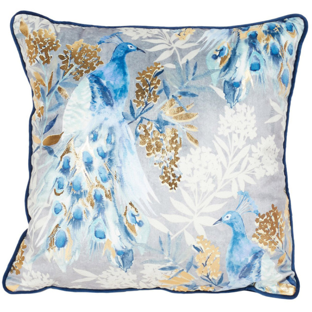 Divante Blue Peacock Metallic Cushion 45 x 45cm - image 1