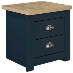 Birlea Highgate 2 Drawer Navy Blue and Oak Effect Bedside Table Set of 2 - thumbnail 2