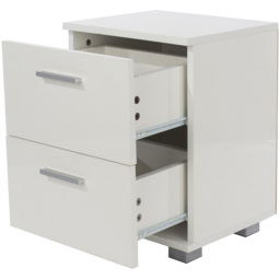 Lido 2 Drawer White High Gloss Compact Bedside Table - thumbnail 4