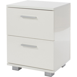 Lido 2 Drawer White High Gloss Compact Bedside Table - thumbnail 3