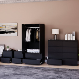 Vida Designs Denver 4 Piece Black Bedroom Furniture Set - thumbnail 4