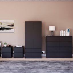 Vida Designs Denver 4 Piece Black Bedroom Furniture Set - thumbnail 2