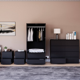 Vida Designs Denver 4 Piece Black Bedroom Furniture Set - thumbnail 3