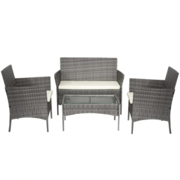Alivio 4 Seater Grey PE Rattan Garden Lounge Set - thumbnail 2