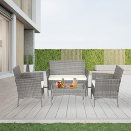 Alivio 4 Seater Grey PE Rattan Garden Lounge Set - thumbnail 4