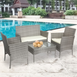 Alivio 4 Seater Grey PE Rattan Garden Lounge Set - thumbnail 1