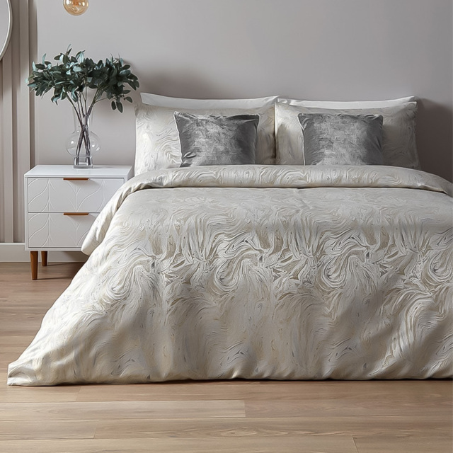 Paoletti Super King Oyster Marble Jacquard Duvet Set - image 1
