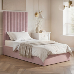 Flair Everley Pink Single Velvet Ottoman Bed